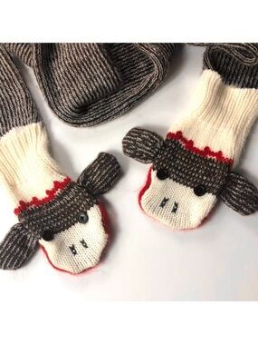 Sock Monkey Mitten Scarf